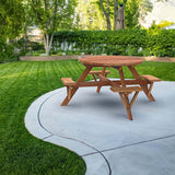 Jack and June Circular Cedar Picnic Table - Outdoor Leisure Table