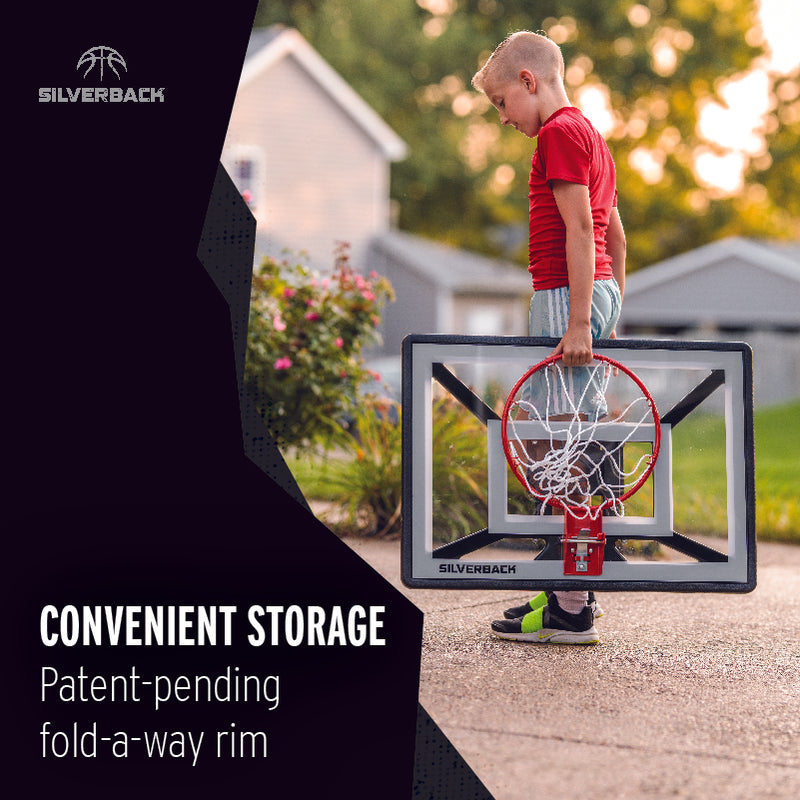 Silverback Junior Hoop - Junior Basketball Goal - convenient storage patent pending fold a way rim