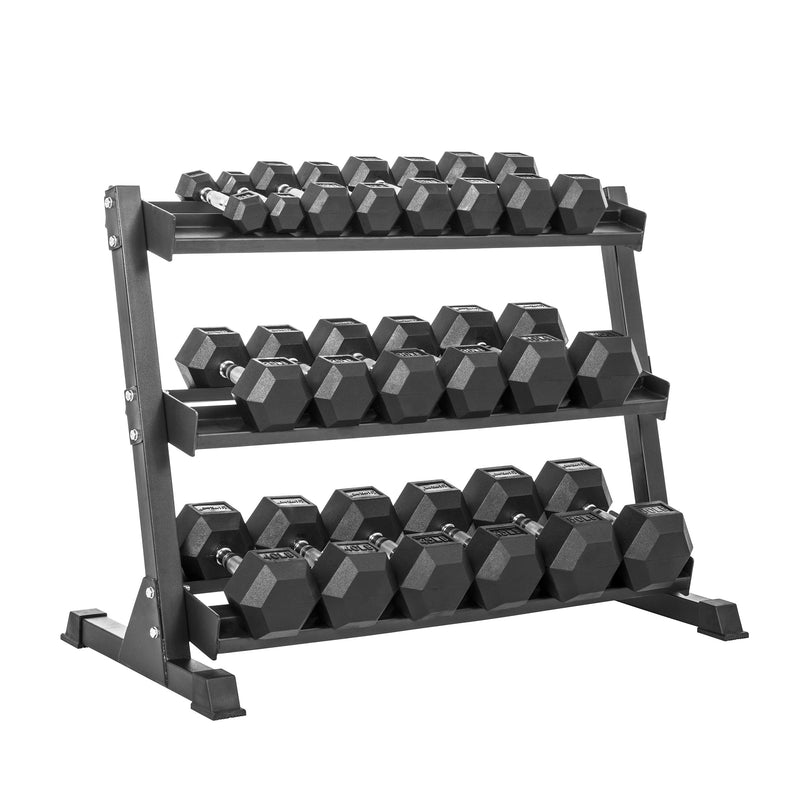 Lifeline HEX RUBBER DUMBBELL SET W/RACK - 550LB_9